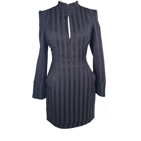 Revolve Line & Dot Black Striped Mini Dress Sz S Minimalist Witchy Evening - Picture 1 of 14